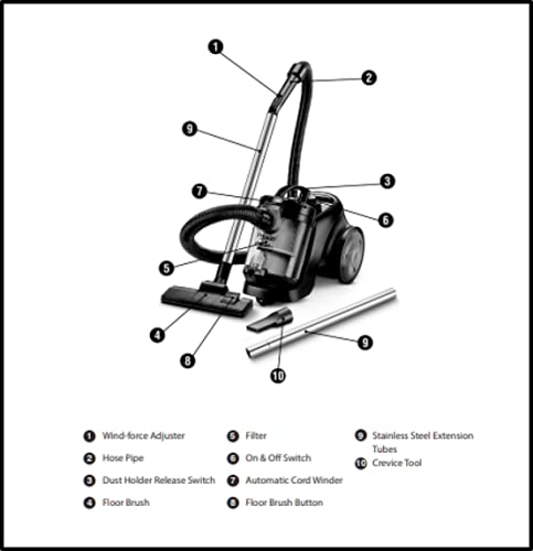 Prestige CleanHome Typhoon 11 Bagless Vacuum Cleaner, 1600 Watts